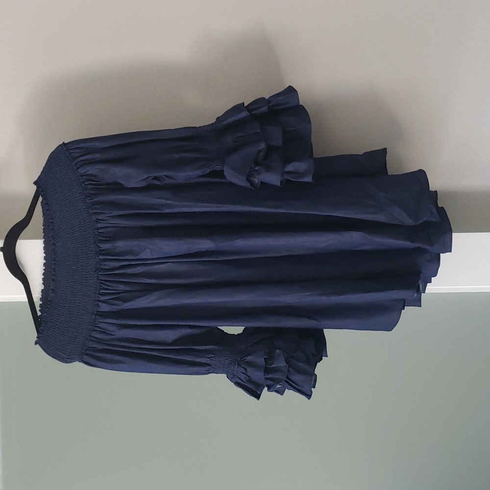 Gracia Size S Smocked Off Shoulder Chambray Dress